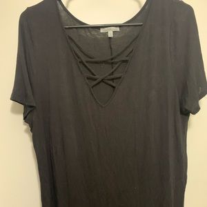 Black cris cross T-shirt